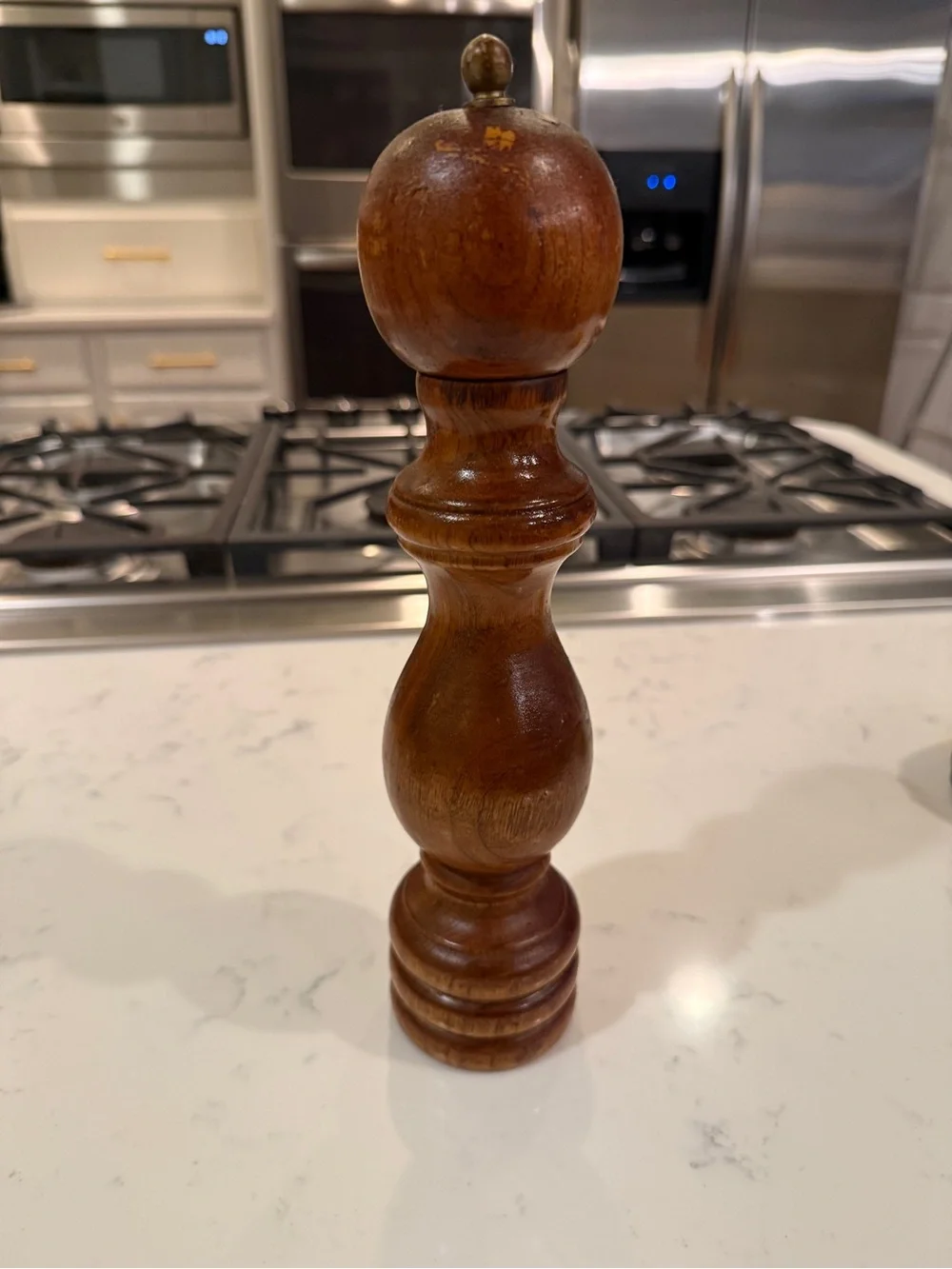 Vintage Tall Wooden Pepper Mill Grinder